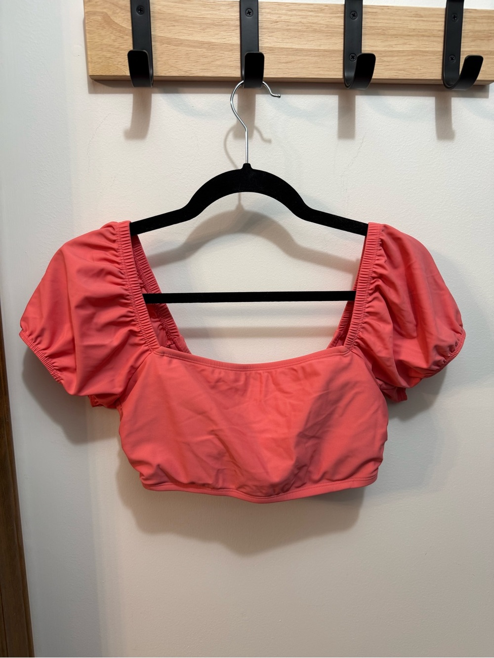 Time and Tru Coral Puff Sleeve Bikini Top